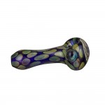 Glass Spoon Pipe - Cobalt Blue Glass with Fumed Dots & Honeycomb Bowl - Choice of 3 Colors