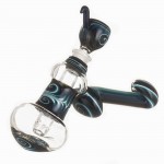 Glass Bubbler - Aqua, Black and White Inside Out Reversal & Switchback Sections - 14.5mm