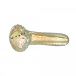 Glass Spoon Pipe - Heavy Inside Out Silver Fume & Aqua Dot Pattern