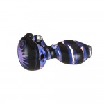 Glass Spoon Pipe - Inside Out with Colored Stripes & Switchbacks - Choice of  5 Colors