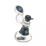 Glass Bubbler - Aqua, Black and White Inside Out Reversal & Switchback Sections and Dewar Style Joint - 14.5mm