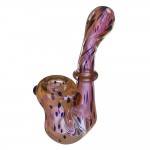Glass Sherlock Pipe - Heavy Gold Fume with Cobalt Dots & Colored Marbles