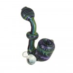 Glass Sherlock Hand Pipe - Inside Out Reversals with Opal & Dichro Marbles