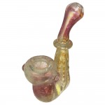 Mini Glass Sherlock Pipe - Gold & Silver Fume with Maria on Stem