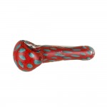 Glass Spoon Pipe - Inside Out Frit with Colored Dots and Flower Petal Bowl - Choice of 4 colors