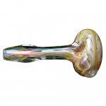 Glass Spoon Pipe - Heavy Inside out with Gold Fume & Clear Magnifiers