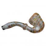 Glass Sherlock Hand Pipe - Surface Worked Fume with Milli Marble and Clear Appendage