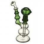 Glass Vapor Bubbler With Green Glass Sections and Built-in Downstem