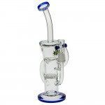 Black Leaf - Triple Chamber Glass Recycler Bubbler with Honeycomb Percolator