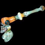 Glass Hammer Bubbler - Gold and Silver Fumed with Color Work