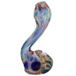 Glass Stand-Up Sherlock Handpipe - Inside Out - Cobalt Dots