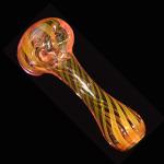 Glass Spoon Pipe - Gold Fume with Color Stripes