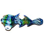 Glass Spoon Pipe - Color Work  on Fumed Cobalt Blue Glass with Spikes