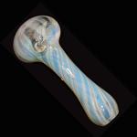Glass Spoon Pipe - Silver Fume with Color Stripes