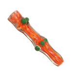 Glass Taster Pipe - Inside Out Orange Frit with Color Marbles