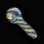 Glass Spoon Pipe - Inside Out Color Ribbon Cane