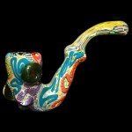 Glass Sherlock Handpipe - Inside Out - Color Rods and Ribbon Cane