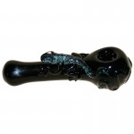 Glass Spoon PIpe with Dichro Lizard  - Red/Blue