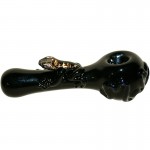 Glass Spoon PIpe with Dichro Frog  - Red/Blue