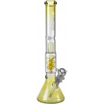 Blaze Glass -  Premium Percolator Ice Bong yellow - Beaker base