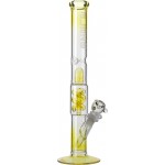 Blaze Glass - Premium Double Spiral Perc Cylinder Ice Bong - Gold Fumed
