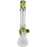 Beaker Based Bong -  3D Marbles - Yellow and Green