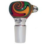 Glass-On-Glass Slide Bowl - Inside Out w/Reversals - Rasta Colors