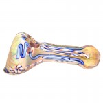 Glass Spoon Pipe - Droop Style Heavy Inside Out w/ Silver & Gold Fume