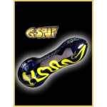 G-Spot Glass Handpipe - Dark Blue with Green Details