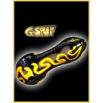 G-Spot Glass Handpipe - Dark Blue with Yellow Details