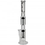 Blaze Glass - Tower Bong - Stemless - Two 8-arm Tree Percolators - 7.0mm - Black