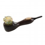 Hybrid Pipe H1 - Wood Pipe with Decorated Glass Bowl