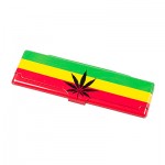 Metal Case for King Size Rolling Papers - Rasta Weed Leaf