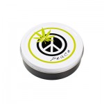 Round Metal Stash Tin - Peace Sign With Weed Leaf