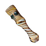 Glass Taster Pipe - Gold Fumed with Color Stripe and Color Marbles