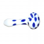 Glass Spoon Pipe - White Glass with Color Dots - Choice of 5 colors