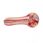 Glass Spoon Pipe - Fumed with Color Stripes - Choice of 5 colors