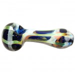 Glass Spoon Pipe - Silver and Gold Fume Drooper - Blue or Green