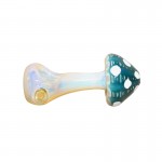 Glass Spoon Pipe - Fumed Mushroom with Color Cap - Choice of 3 colors