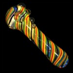 Glass Spoon Pipe - Inside Out with Color Stripes