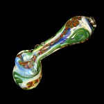 Glass Hammer Handpipe - Mini Inside Out with Rasta Cane and Fumed Dots