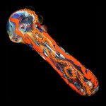 Glass Spoon Pipe - Inside Out with Color Rods and Silver and Gold Fume