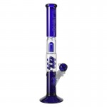 Blaze Glass - Premium Double Spiral Perc Cylinder Ice Bong - Blue