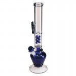 Blaze Glass - Double Spiral Perc Ice Bong with Clipper Lighter - Blue