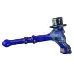 Glass Hammer Handpipe - Gold and Silver Fumed Skull on Cobalt Glass