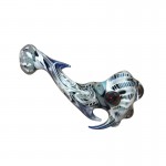 Glass Sherlock Handpipe - White on Cobalt Glass with Appendages