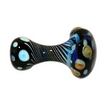 Glass Spoon Pipe - Colored Glass with Gold and Silver Fume - Black or Cobalt