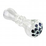 Glass Spoon Pipe - Clear Glass with Pinwheel Design