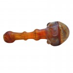 Glass Spoon Pipe - Sandblasted Amber Purple with Honeycomb