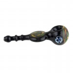 Glass Spoon Pipe - Colored Glass with Reversals and Honeycomb Marble - Choice of 4 Colors